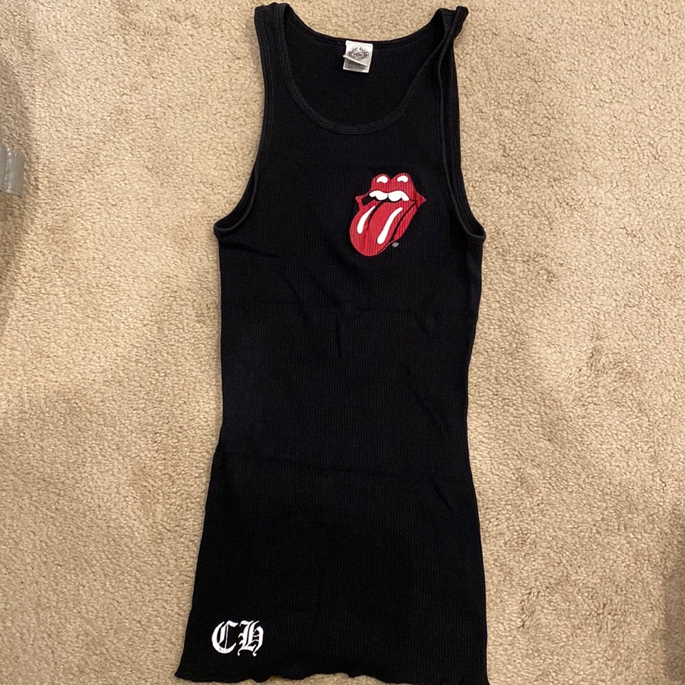 Limited chrome heart & rolling stone tank top